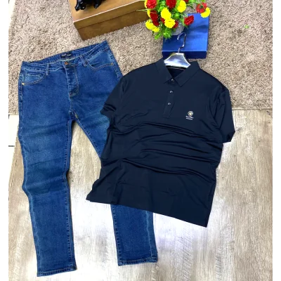 Ensemble Polo t-shirt Manche Courte et Pantalon jean homme HFDS00029 Mode 15 000 FCFA