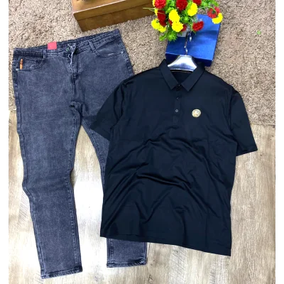 Ensemble Polo t-shirt Manche Courte et Pantalon jean homme HFDS00029 Mode 15 000 FCFA