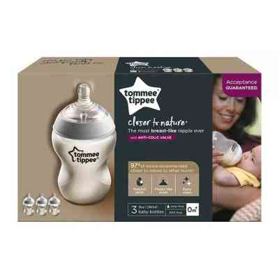 Tommee Tippee Closer to Nature 3 Feeding Bottles 0m+ MMDS00055 Layette 20 000 FCFA