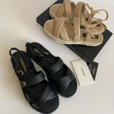 Sandales Chanel Cuir et Raphia WWDS00017 Mode 4 500 FCFA