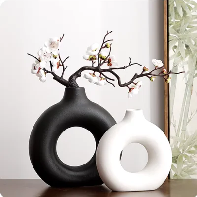 Lot de 2 vases circulaires Creux en céramique ISDS0008 Style & confort 20 500 FCFA