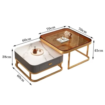 Ensemble de 2 tables basse d'appoint empilables transparente avec rangement multifonctionnelle ISDS00010 Style & confort 74 ...