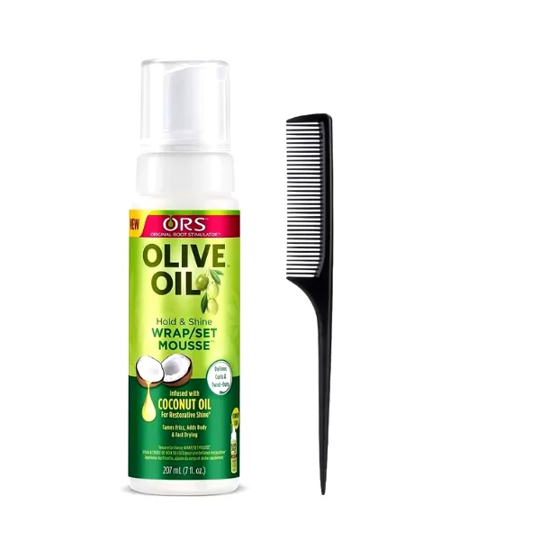 Mousse coiffante à l'huile d'olive pour cheveux bouclés, anti-frisottis, forte tenue, pour femmes et hommes