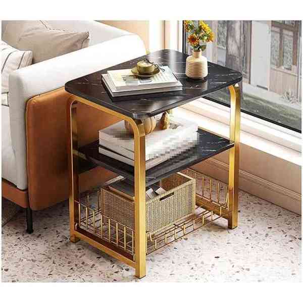 Table d'appoint multifonctionnelle avec étagère de rangement adaptée pour chambre à coucher, salon