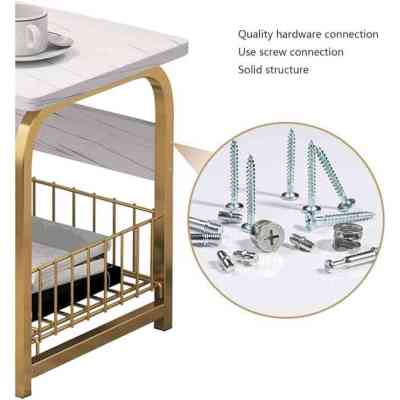 Table d'appoint multifonctionnelle avec étagère de rangement adaptée pour chambre à coucher, salon ISDS00013 Style & confort...