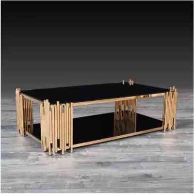 Haute qualité table de canapé Shinny or en acier inoxydable noir fibre de verre de luxe ISDS00020 Style & confort 73 000 FCFA