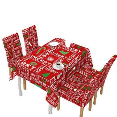 Ensemble nappe de table+ 6 housses de salle à manger en polyester avec imprimé de Noël BMQDS0008 Trésors des fêtes 16 000 FCFA