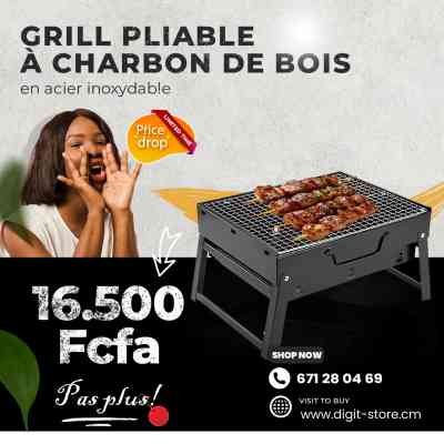 Grill pliable à charbon de bois en acier inoxydable